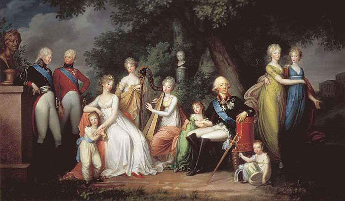 Павел I с семьей на прогулке