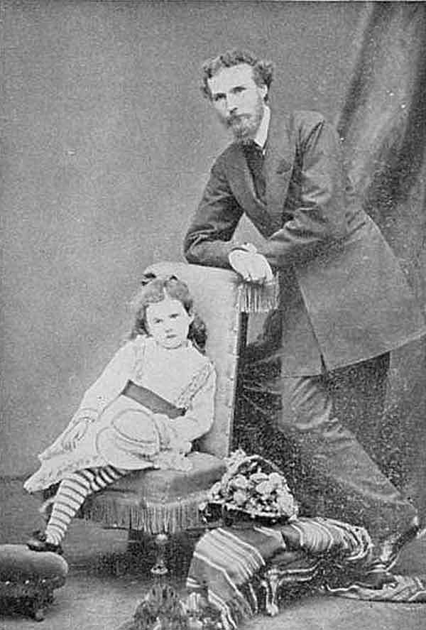 Гертруда в возрасте 4 лет с отцом (Томасом) Хью Беллом