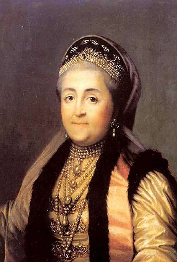 В. Эриксен. Портрет Екатерины II в шугае и кокошнике Скорее всего, портрет написан в 1772 году,незадолго до отъезда Эриксена на родину. Костюм подчеркивает "русскость" урожденной немецкой принцессы.