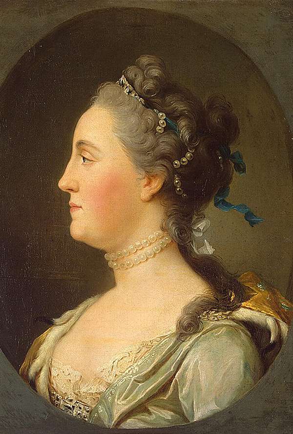 Портрет Екатерины II в профиль.  В. Эриксен. 1762 г,