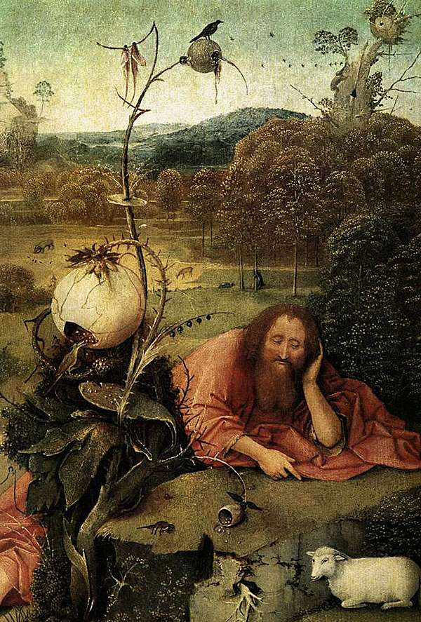 Иоанн Креститель в пустыне Около 1505 года. Музей Хосе Лазаро Гальдиано, Мадрид.  Hieronymus Bosch. Иероним Босх