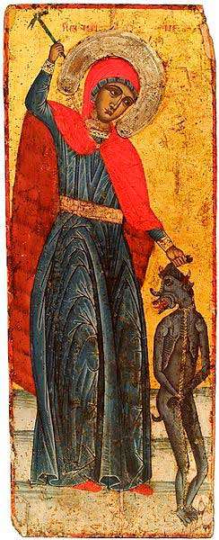 Святая Марина побивает дьявола (охридская икона, около 1711)