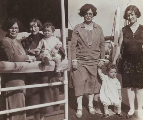 Делла Монро (Della Mae Monroe (Hogan)) с дочкой Gladys и годовалой Мэрилин Монро при ее крещении. 1927 год.